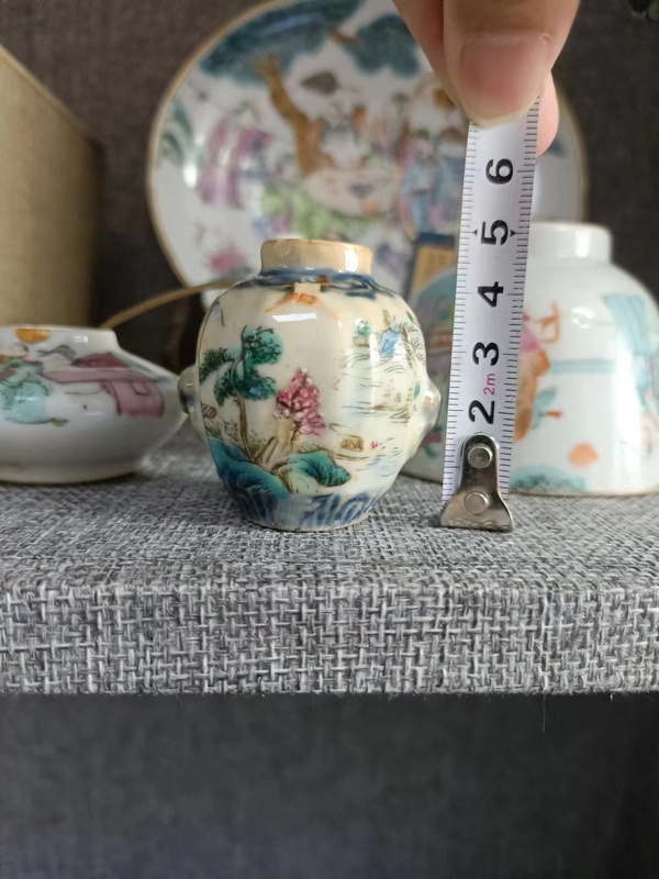 古玩陶瓷乾隆青花粉彩山水紋水盂拍賣,當前價格2800元