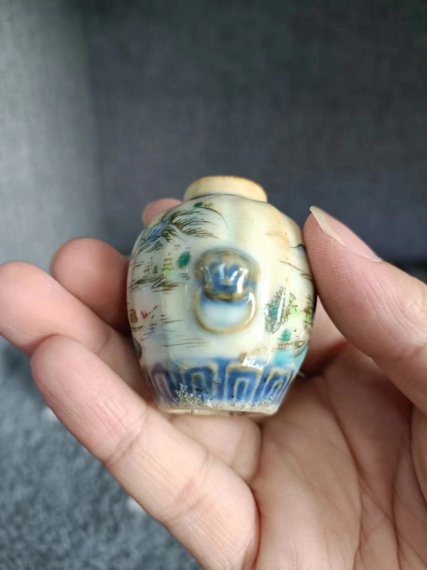 古玩陶瓷乾隆青花粉彩山水紋水盂拍賣,當前價格2800元
