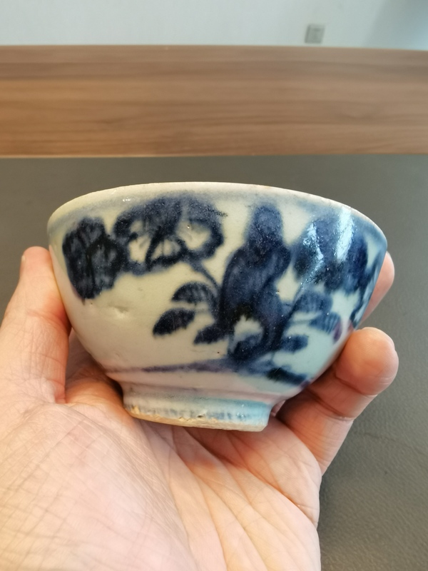 古玩陶瓷明代嘉靖花鳥紋茶碗拍賣，當前價格500元