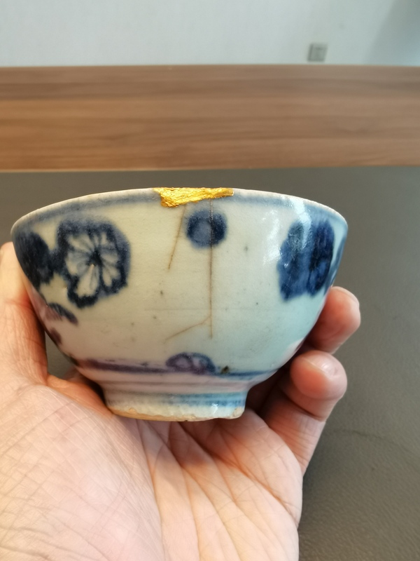 古玩陶瓷明代嘉靖花鳥紋茶碗拍賣,當前價格500元