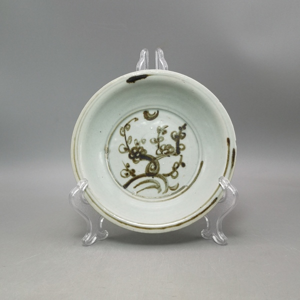 古玩陶瓷明中期青花月影梅纹盘拍卖，当前价格380元