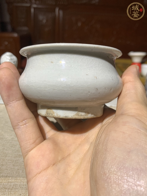 古玩陶瓷明末清初·白釉三供真品鑒賞圖