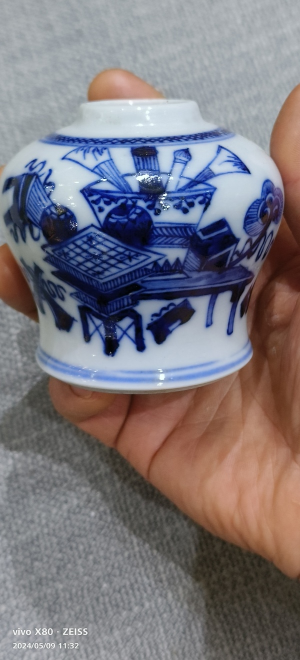 古玩陶瓷青花博古紋天字罐拍賣,當前價格18888元