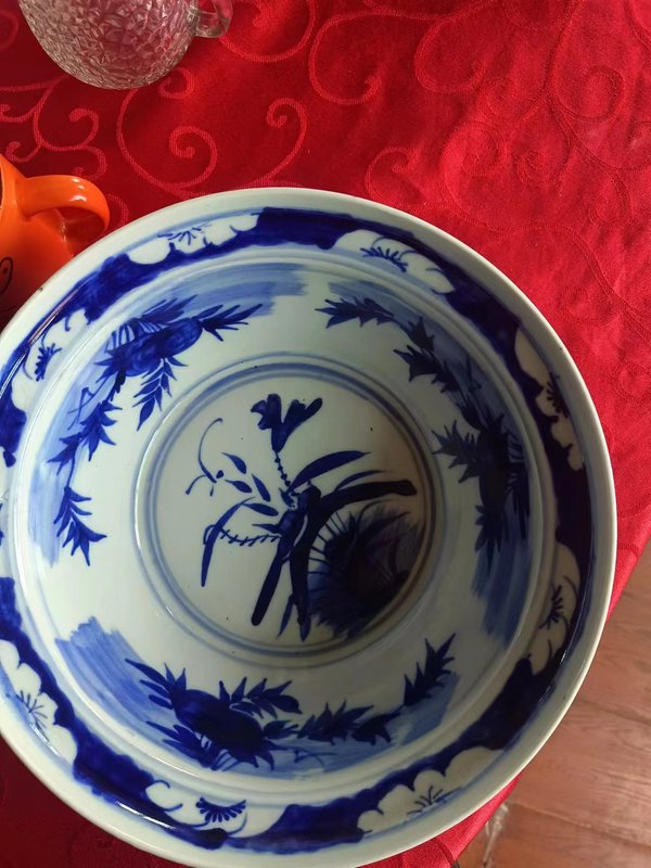古玩陶瓷青花花卉凈手盆拍賣，當(dāng)前價格1600元