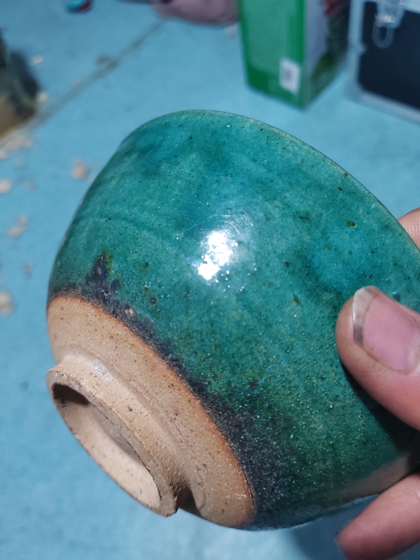 古玩陶瓷清代綠鈞釉茶碗拍賣,當前價格1800元