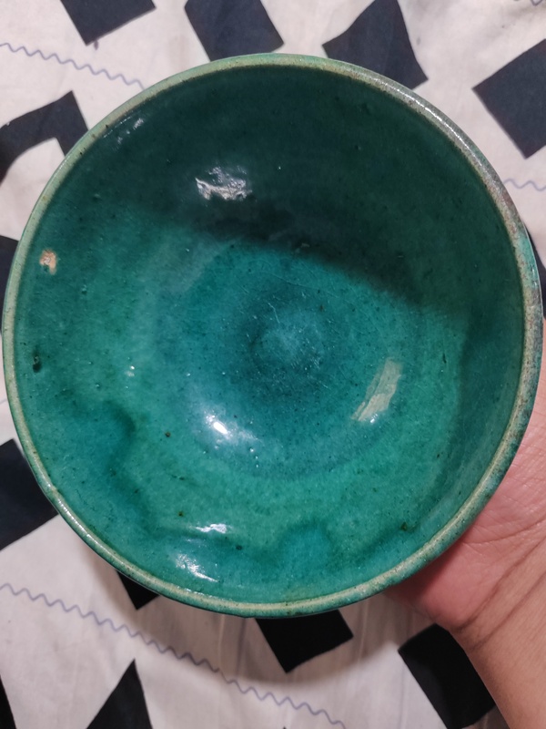 古玩陶瓷清代綠鈞釉茶碗拍賣,當前價格1800元