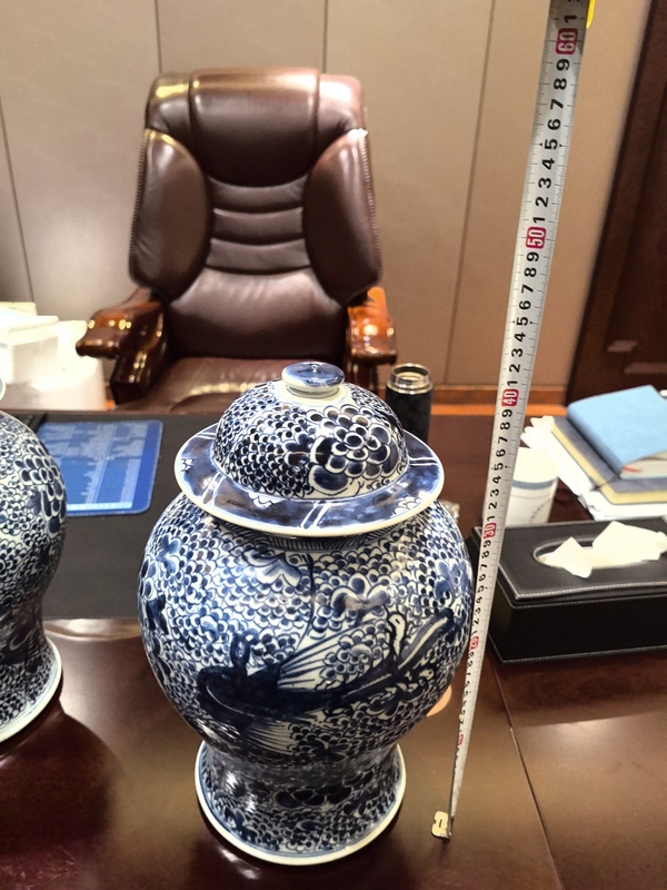 古玩陶瓷青花鳳穿牡丹圖將軍罐拍賣,當(dāng)前價格48888元