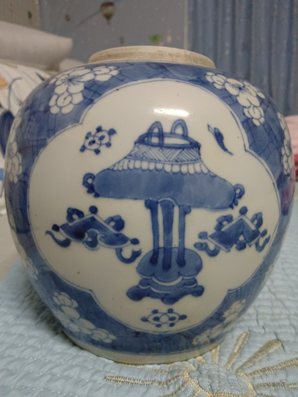 古玩陶瓷青花博古圖蓋罐拍賣,當前價格2980元