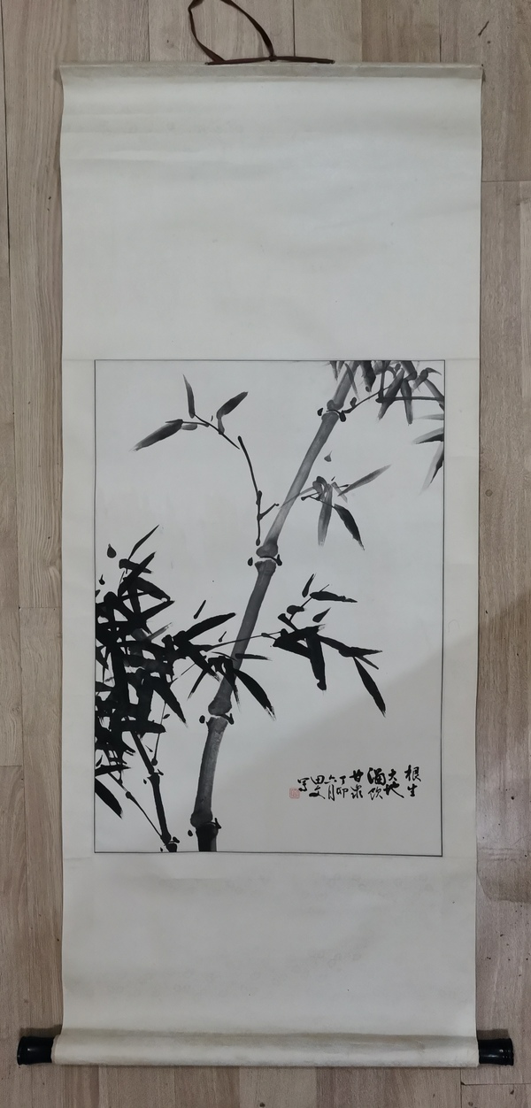 古玩字畫已故老中美協(xié)會員中央戲劇學(xué)院教授田文1987年節(jié)節(jié)高升田文寫意墨竹拍賣，當(dāng)前價(jià)格499元