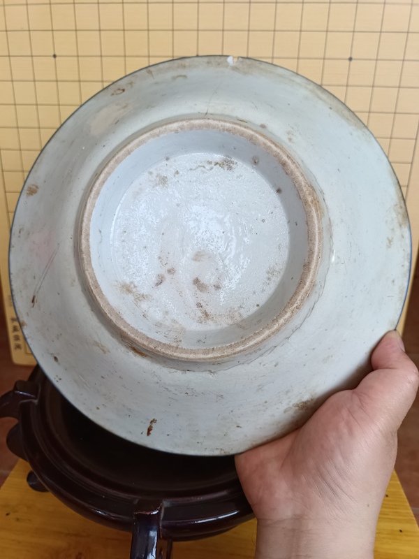 古玩陶瓷清末民初.大雞圖青花盤拍賣,當前價格98元