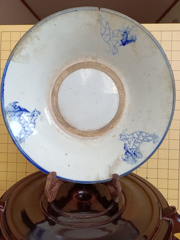 古玩陶瓷清末民初.大雞圖青花盤拍賣,當前價格98元