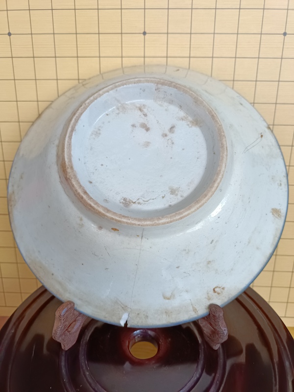 古玩陶瓷清末民初.大雞圖青花盤拍賣,當前價格98元