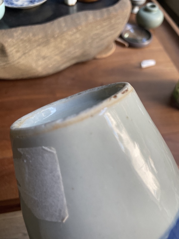 古玩陶瓷青花山水人物圖撇口瓶拍賣,當前價格4500元