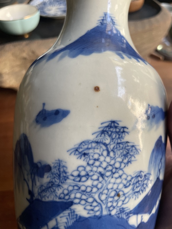 古玩陶瓷青花山水人物圖撇口瓶拍賣,當前價格4500元
