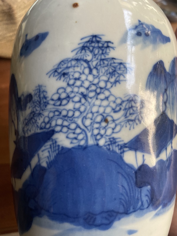 古玩陶瓷青花山水人物圖撇口瓶拍賣,當前價格4500元