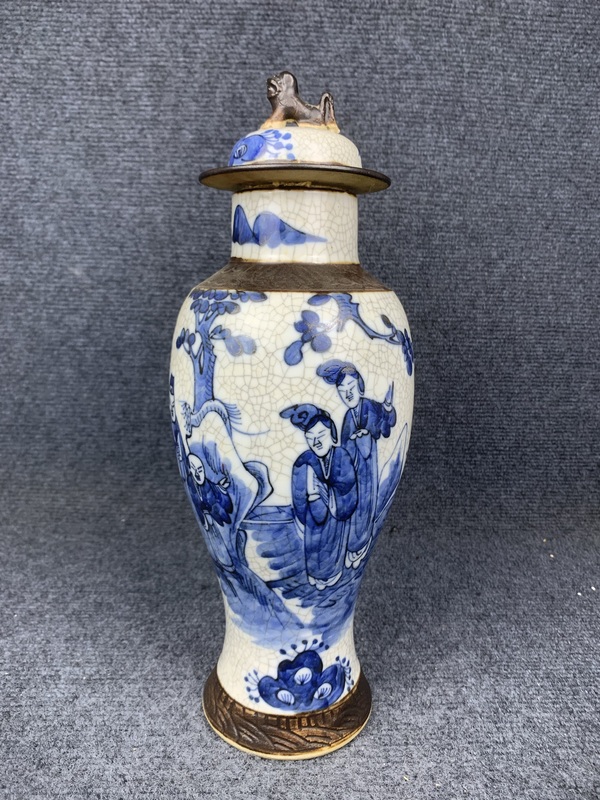 古玩陶瓷哥釉青花人物蓋瓶拍賣,當前價格2688元