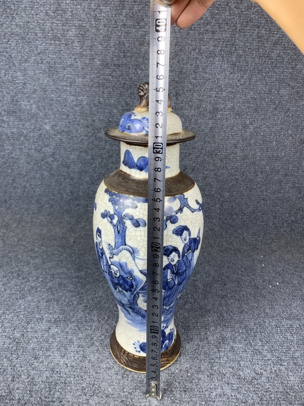 古玩陶瓷哥釉青花人物蓋瓶拍賣,當前價格2688元