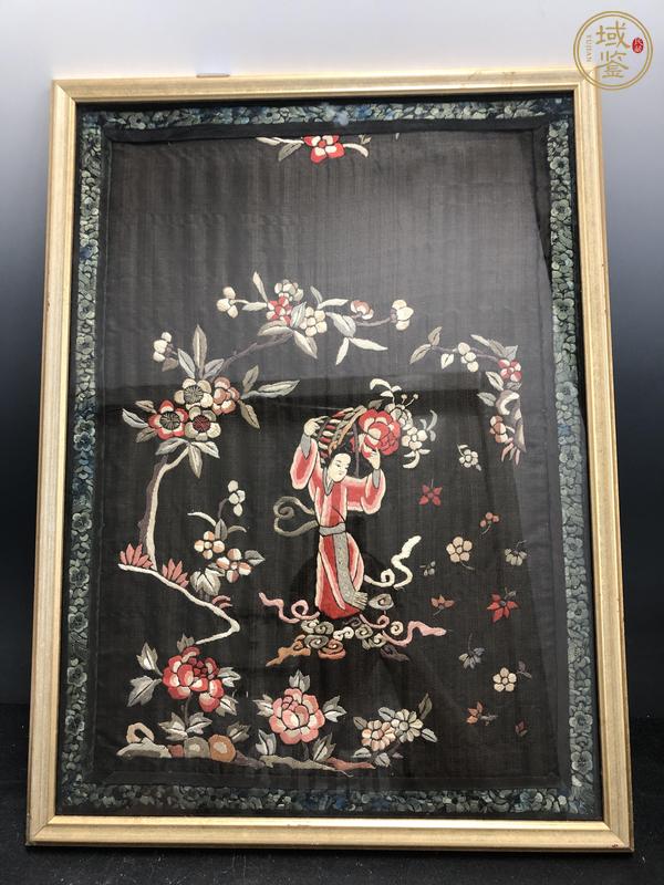 古玩雜項(xiàng)天女散花刺繡掛屏真品鑒賞圖