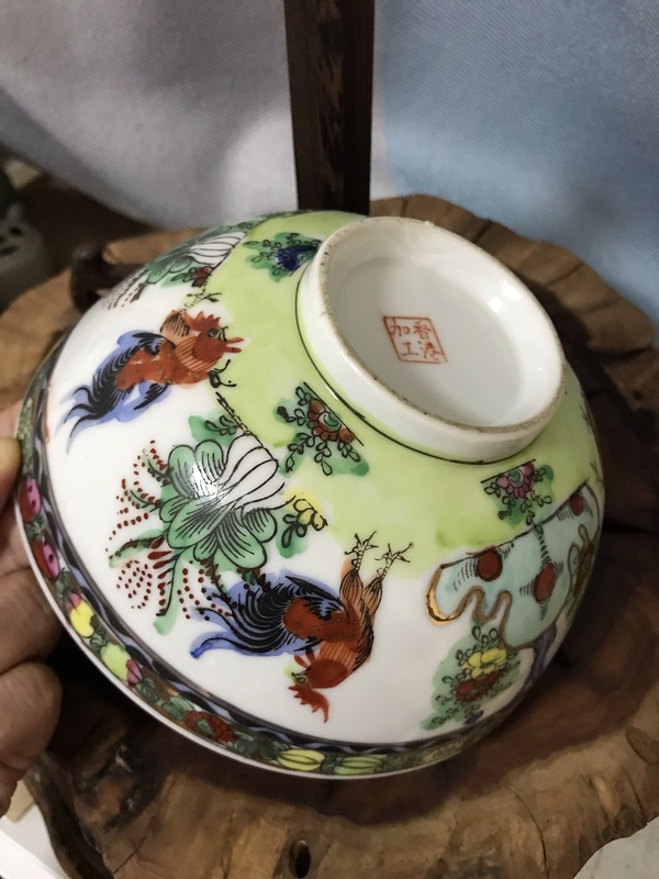 古玩陶瓷民國大雞圖廣彩碗拍賣,當前價格588元