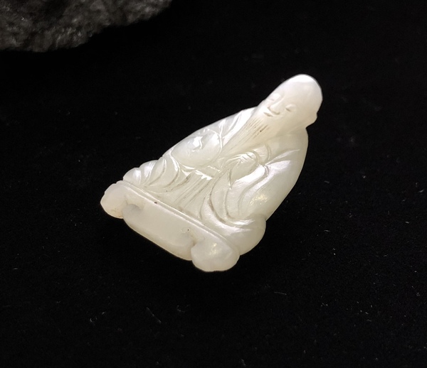 古玩玉器清代和田精白玉精細工壽星拍賣,當前價格11000元