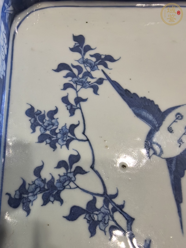 古玩陶瓷清光緒 青花花鳥紋茶盤真品鑒賞圖