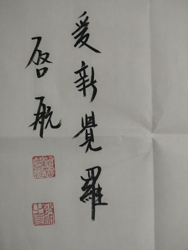 古玩字畫愛新覺羅啟航款行書橫幅拍賣，當前價格100元