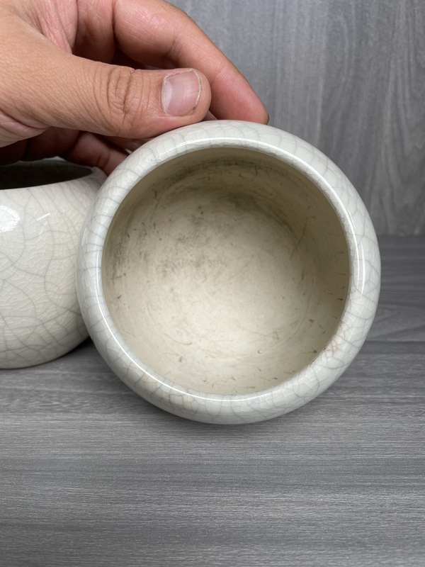 古玩陶瓷民國 精品哥釉圍棋罐一對拍賣,當前價格850元