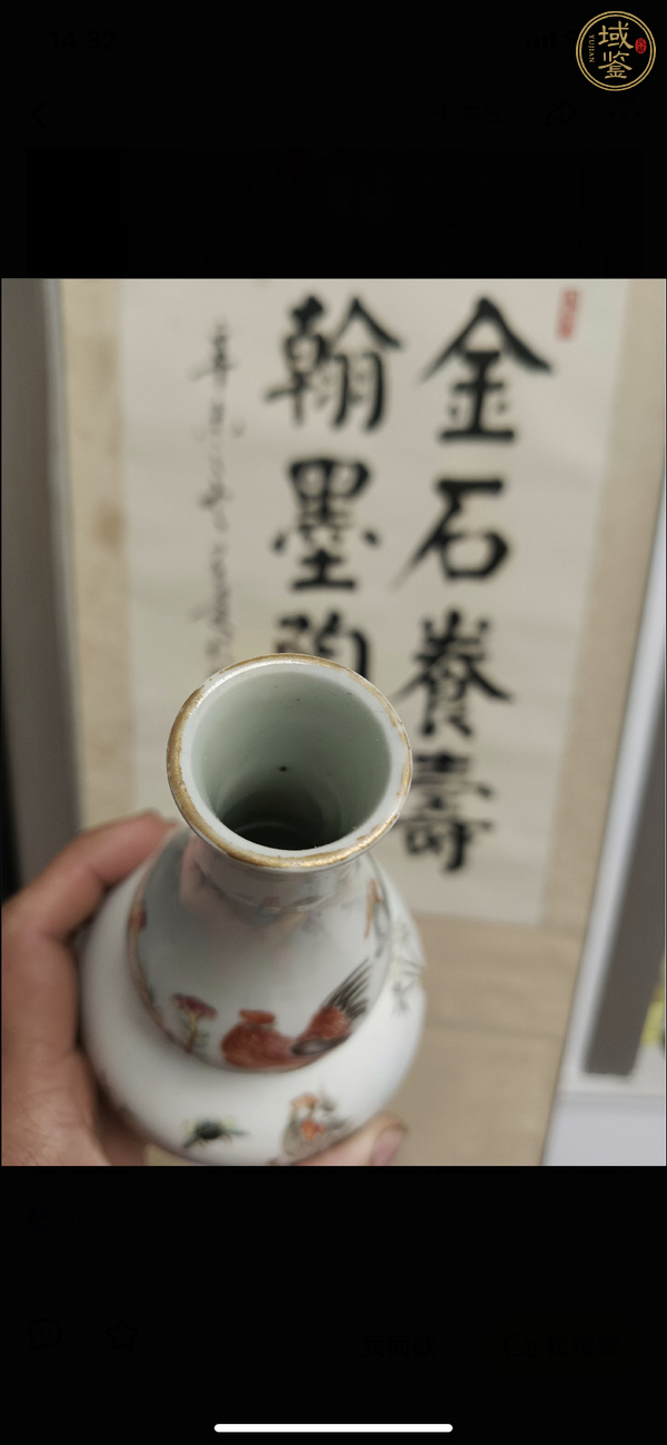 古玩陶瓷大雞圖葫蘆瓶真品鑒賞圖