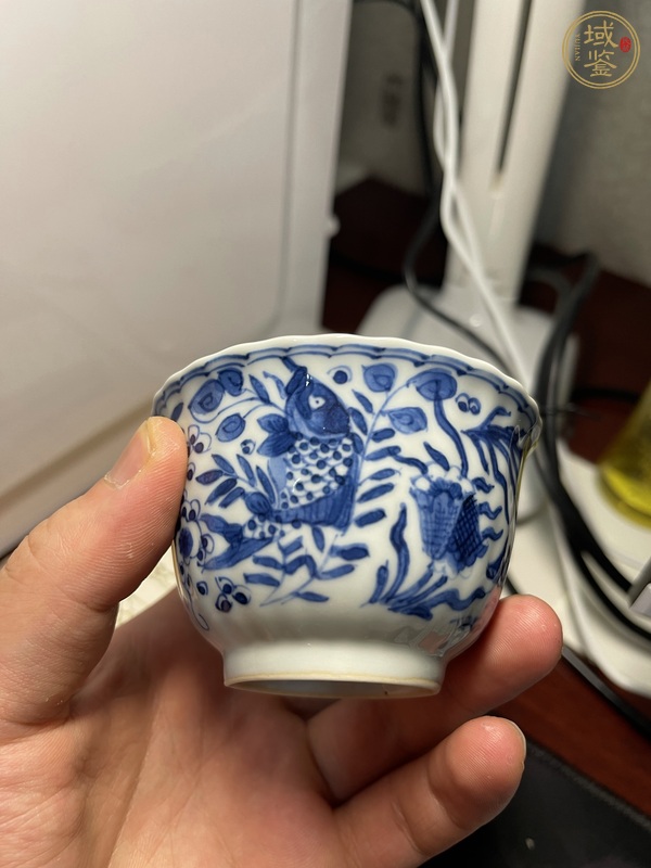 古玩陶瓷魚藻紋青花杯真品鑒賞圖