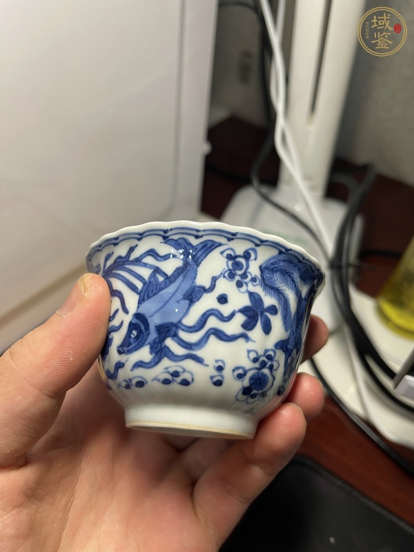 古玩陶瓷魚藻紋青花杯真品鑒賞圖