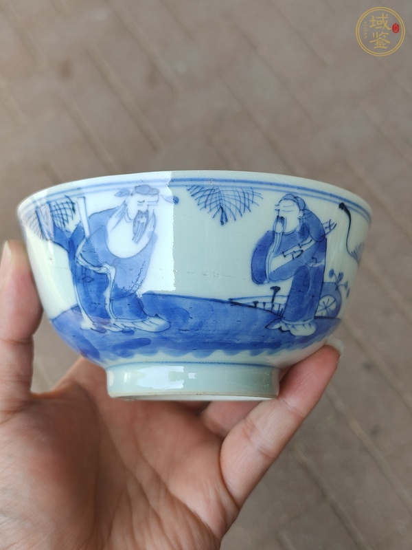 古玩陶瓷三星高照?qǐng)D青花碗真品鑒賞圖