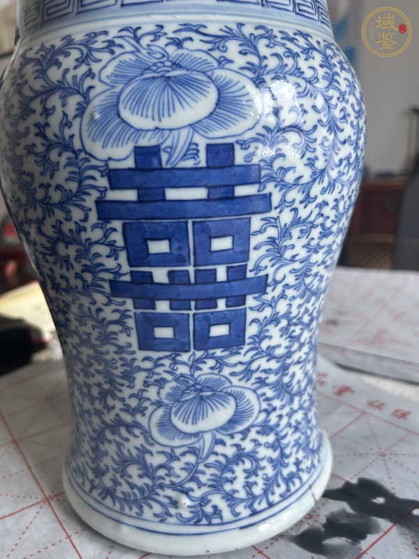 古玩陶瓷青花喜字花觚真品鑒賞圖