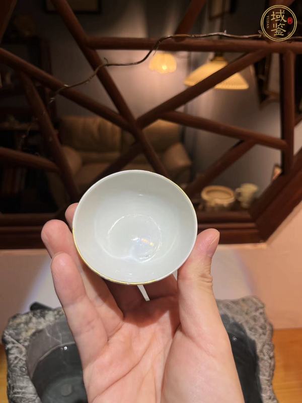 古玩陶瓷粉彩魚藻紋臥足杯，模糊，偏老真品鑒賞圖