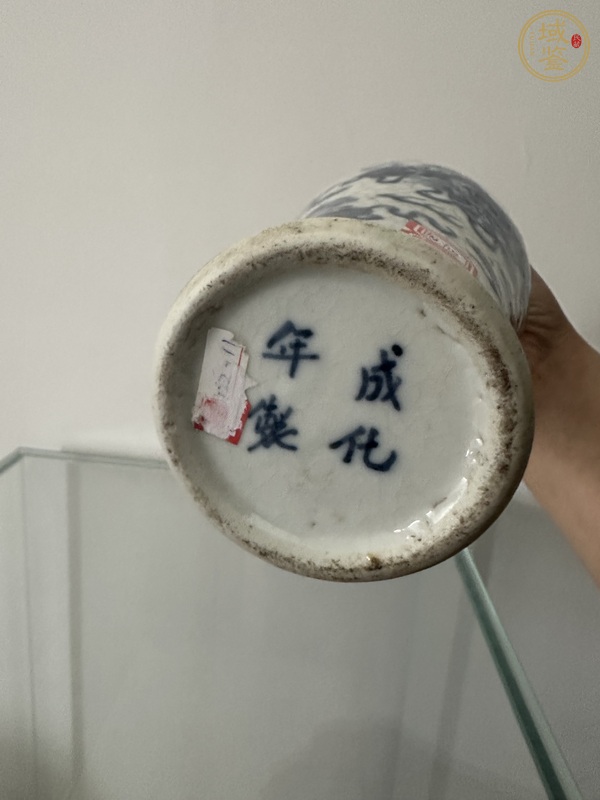 古玩陶瓷哥釉青花獅子繡球圖雞腿瓶真品鑒賞圖