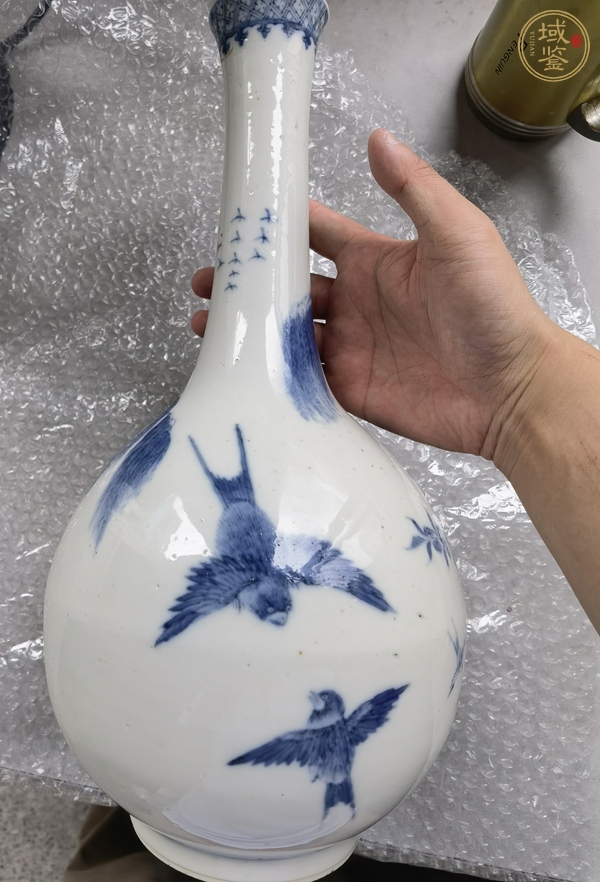 古玩陶瓷青花花鳥紋長頸瓶真品鑒賞圖