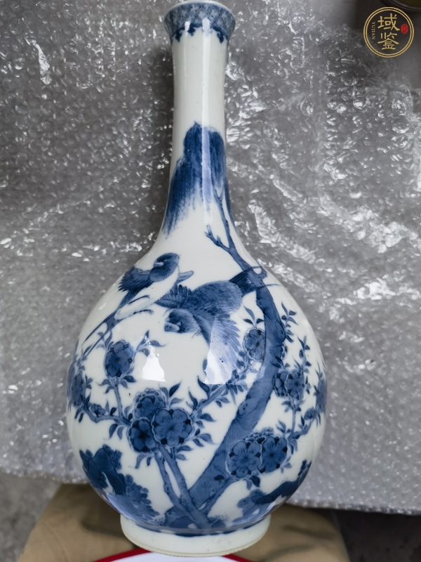 古玩陶瓷青花花鳥紋長頸瓶真品鑒賞圖