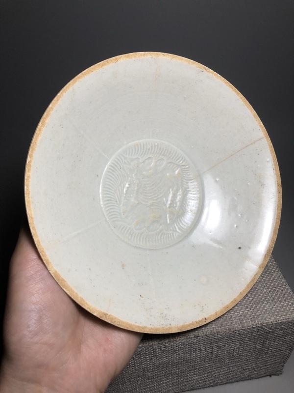 古玩陶瓷(漂亮通透)影青釉雙魚紋碗拍賣,當前價格999元