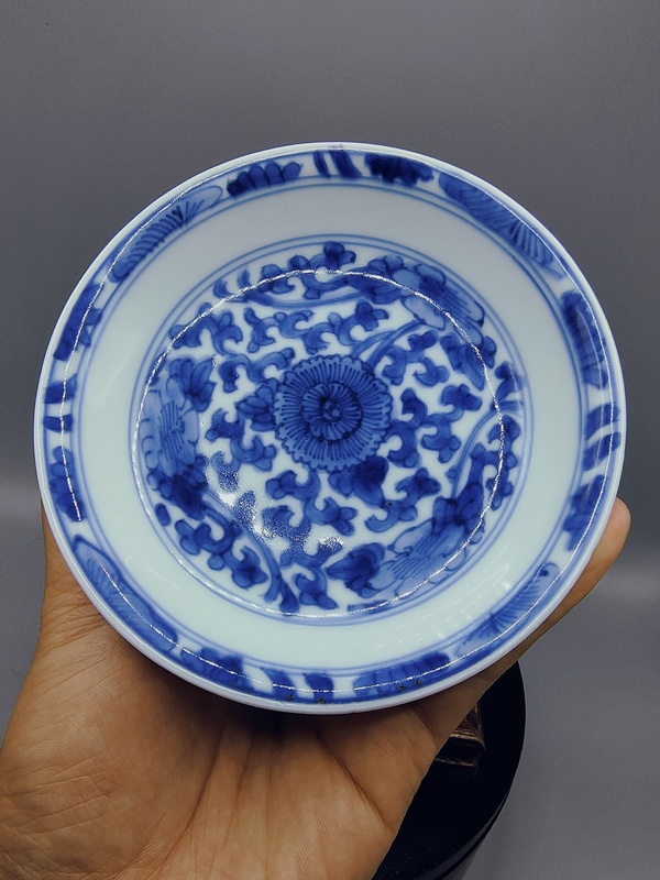 古玩陶瓷青花纏枝蓮紋貢盤拍賣，當前價格2500元