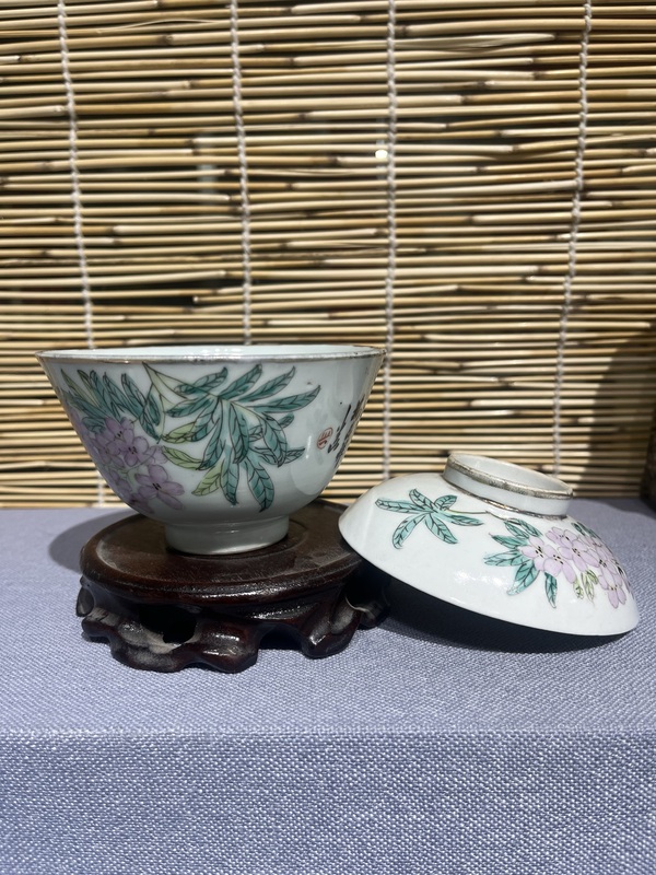 古玩陶瓷花鳥紋蓋杯拍賣,當前價格1800元