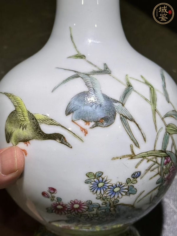 古玩陶瓷粉彩花鳥紋小賞瓶真品鑒賞圖