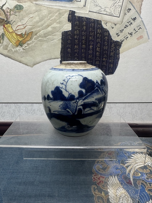 古玩陶瓷清乾隆精品青花山水紋罐拍賣,當前價格1890元