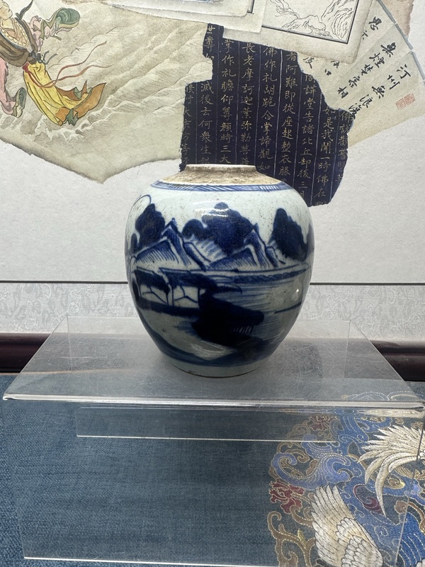 古玩陶瓷清乾隆精品青花山水紋罐拍賣,當前價格1890元