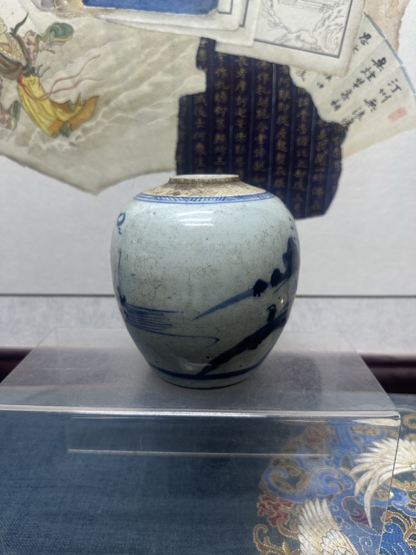 古玩陶瓷清乾隆精品青花山水紋罐拍賣,當前價格1890元