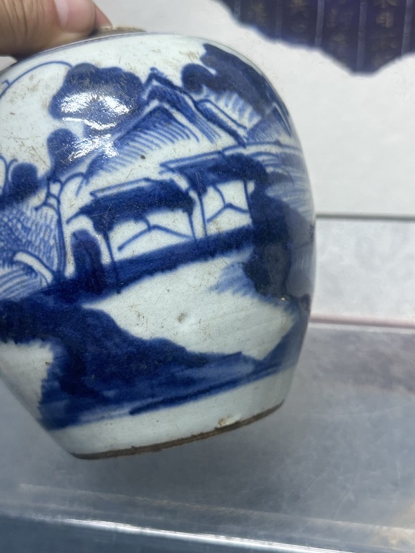 古玩陶瓷清乾隆精品青花山水紋罐拍賣,當前價格1890元