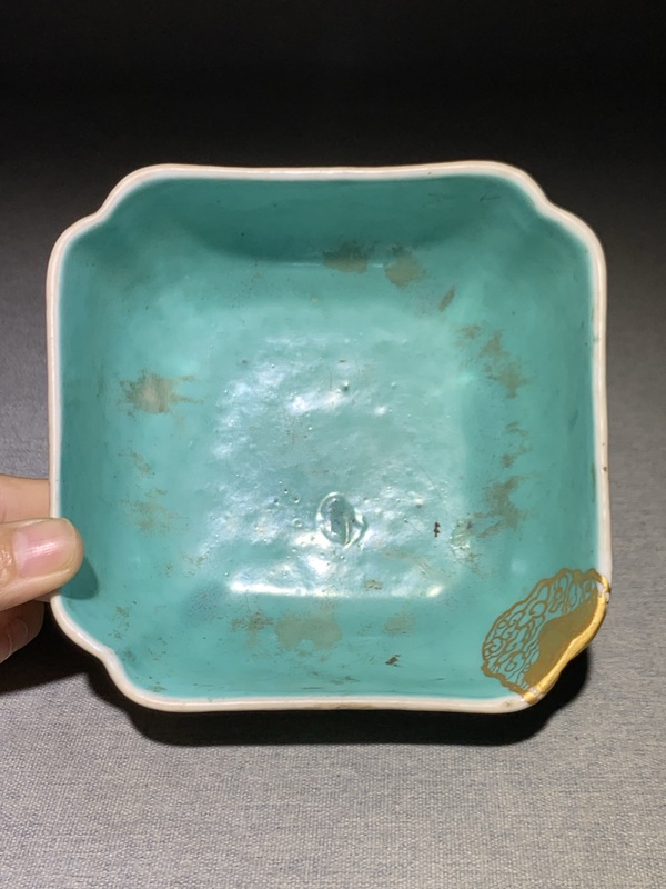 古玩陶瓷大雅齋風格松石綠釉礬紅墨彩雙龍穿花卉紋貢碗拍賣,當前價格6888元
