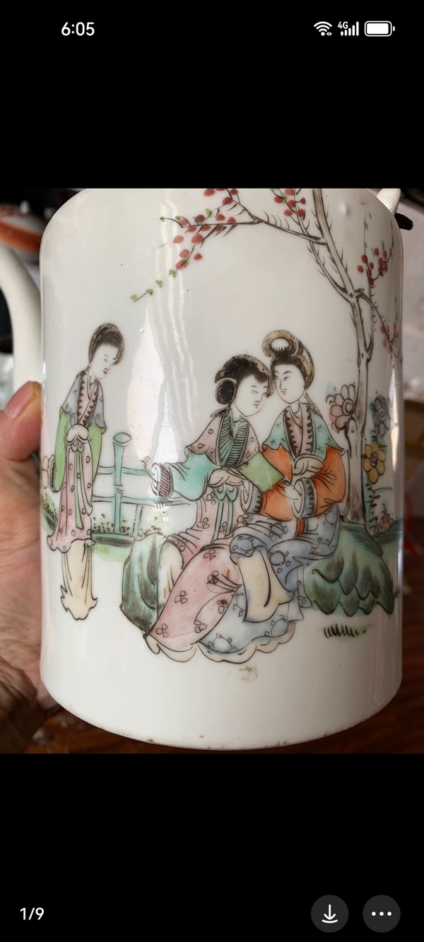 古玩陶瓷粉彩桃花仕女人物紋提梁壺拍賣,當(dāng)前價格777元