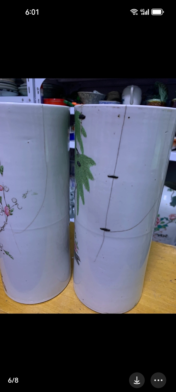 古玩陶瓷民國粉彩帽筒一對兒的。那個單個的不賣。拍賣,當前價格1111元