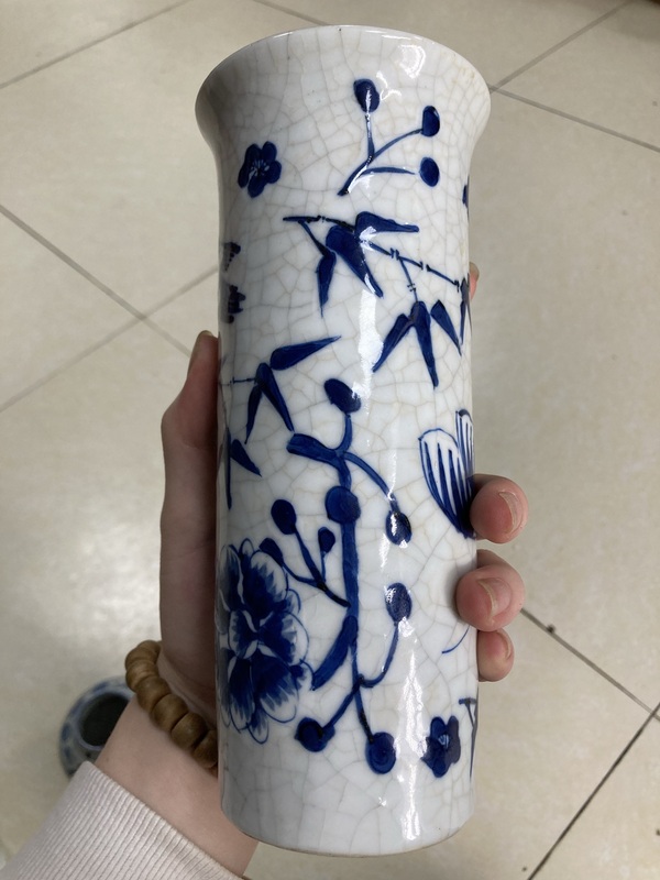 古玩陶瓷哥釉地青花花觚拍賣,當前價格388元