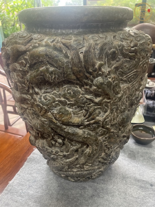 古玩玉器龍紋玉缸真品鑒賞圖