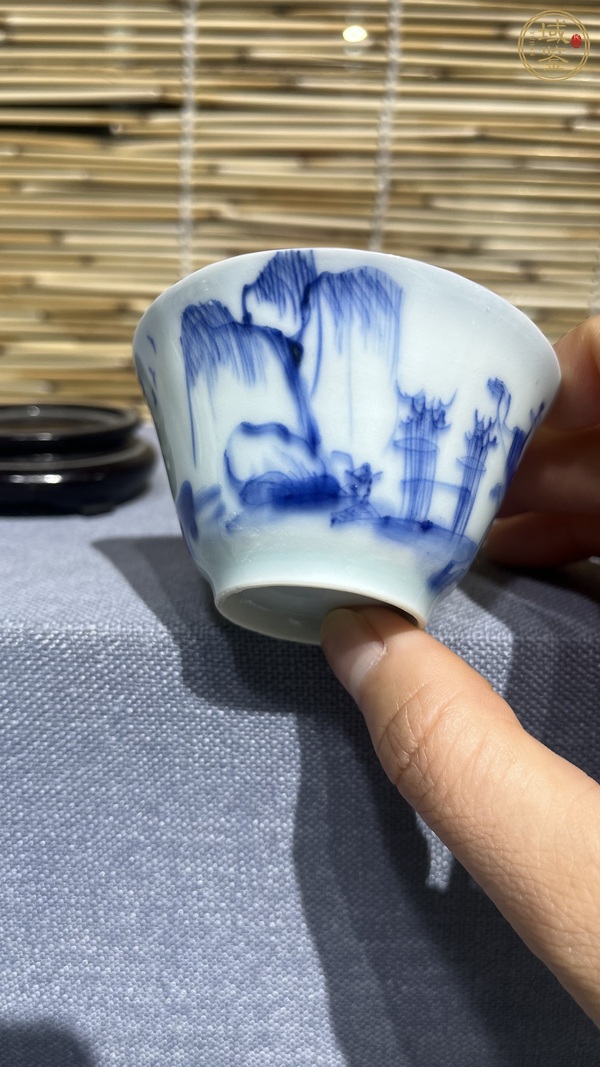 古玩陶瓷漁家樂青花杯  真品鑒賞圖